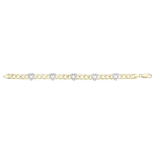 9ct Yellow Gold Hearts Bracelet 7.8g